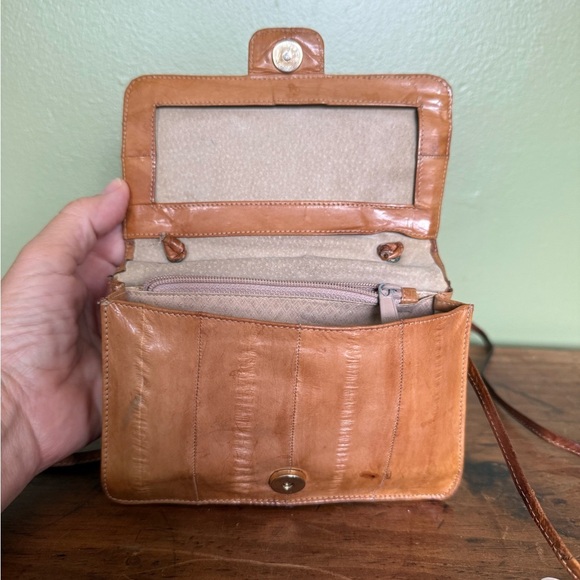 Natural Eel Skin Vintage Small Crossbody Bag From Hawaii GUC Approx 6"x4" Soft - Picture 6 of 8